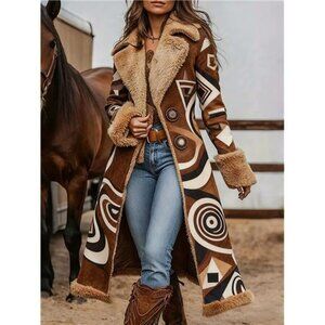 Women'S Bohemian Winter Coat - Elegant Long Thick Warm Jacket with Fur Collar &